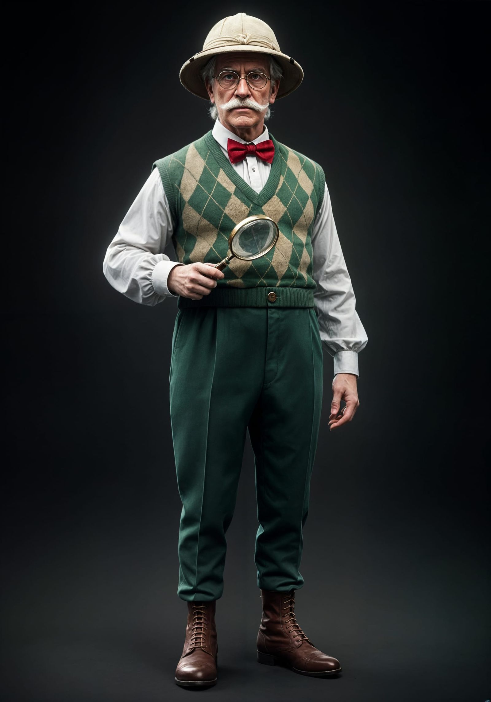 Distinguished Professor with Pith Helmet, Vintage Style