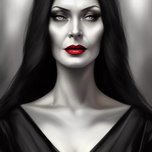 Morticia Addams Portrait in Art Nouveau Style