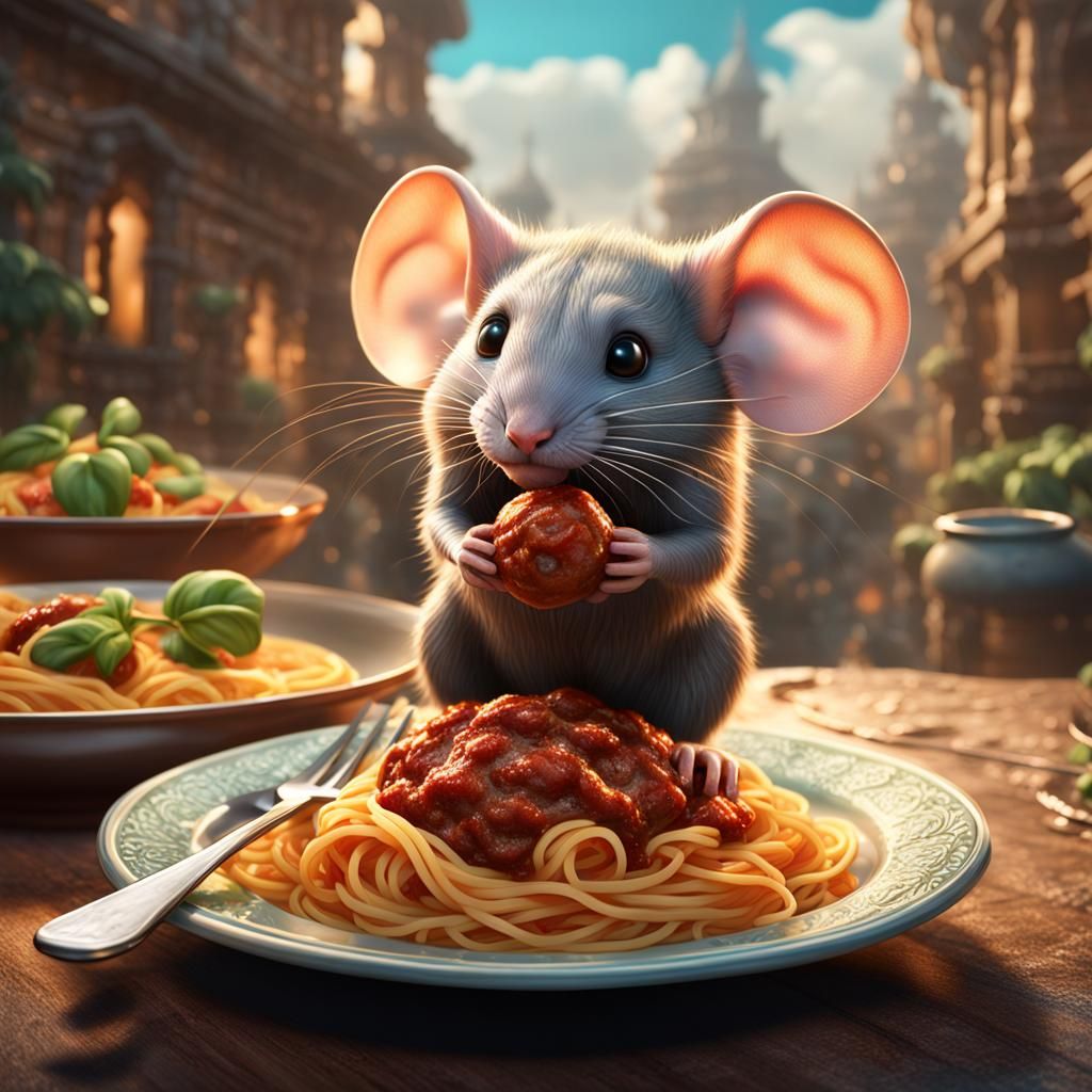 Mouse's Meatball Journey: Detailed Matte Painting