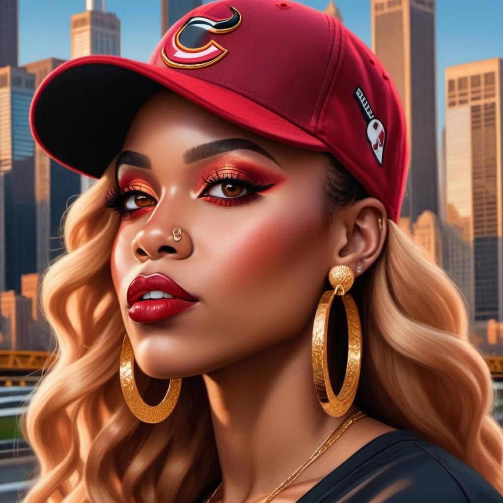 Stylized Portrait with Cityscape Hair