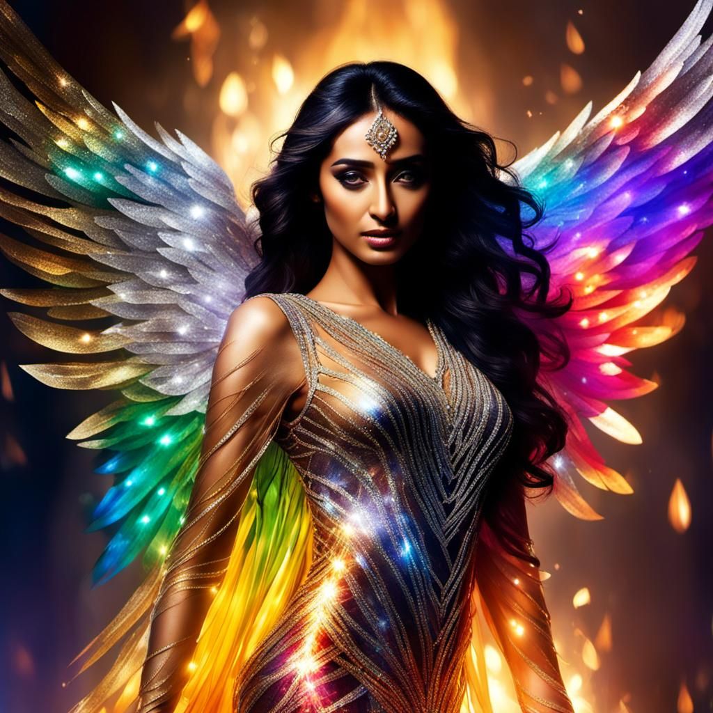 Radiant Archangel Formed from Gold and Silver Branches