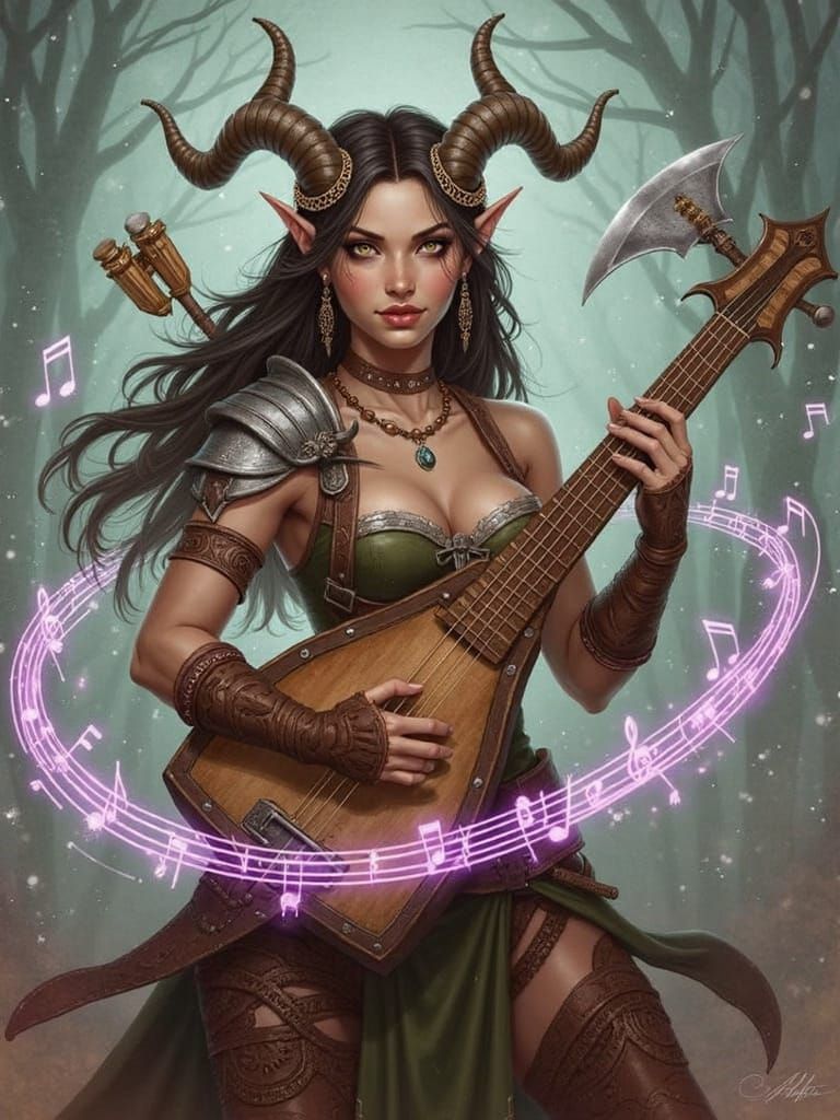 Savage Satyr Bard with War-Axe Lute