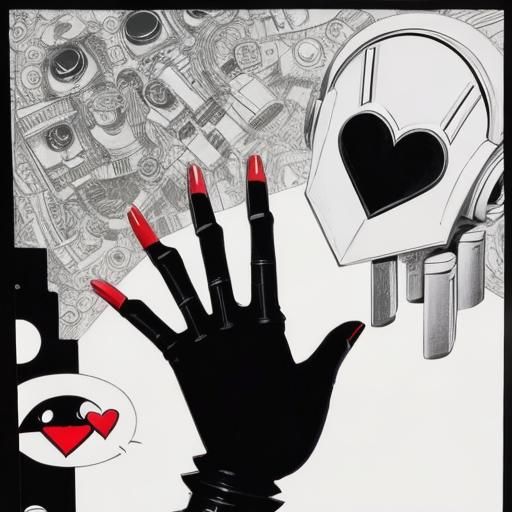 goth valentines day cyber bot , Kids drawing style