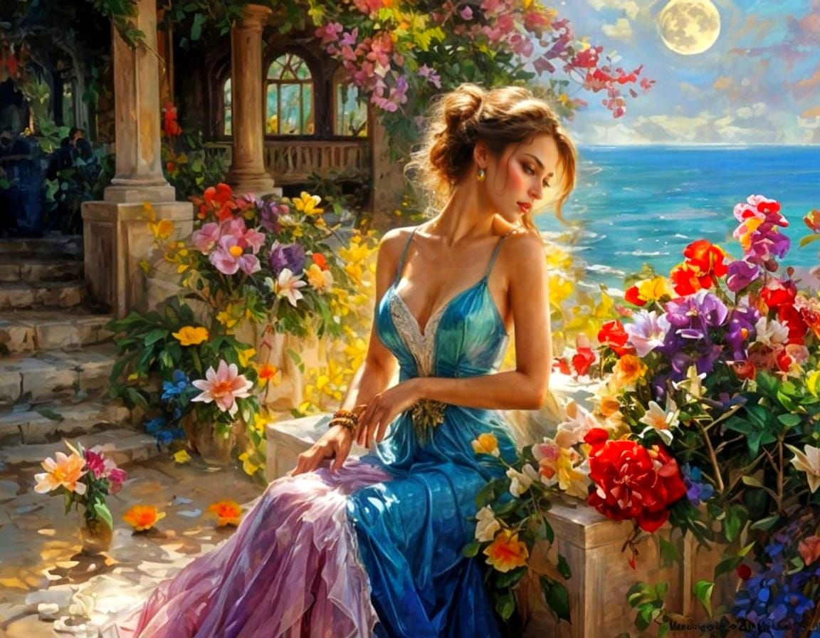 Enchanting Goddess Amidst Vibrant Bioluminescent Realms