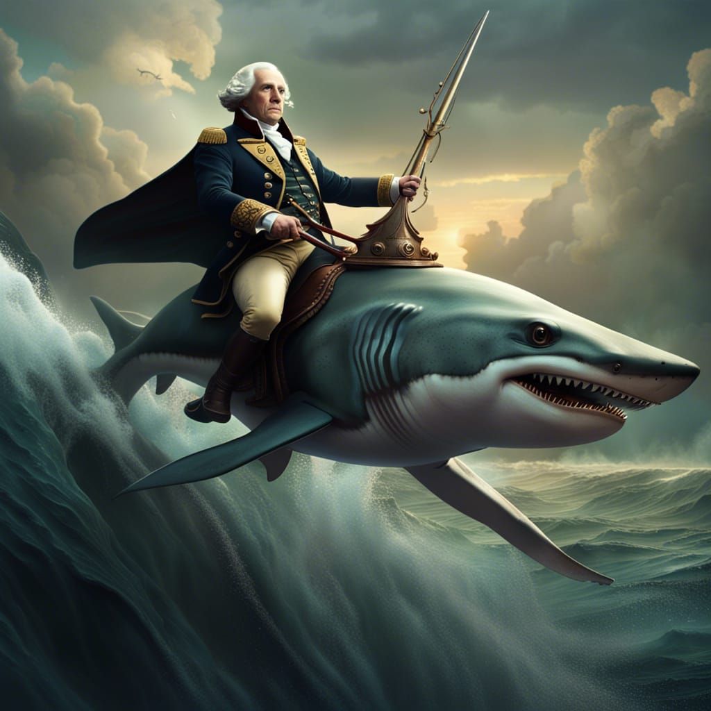 George Washington Rides a Shark: Epic Digital Painting