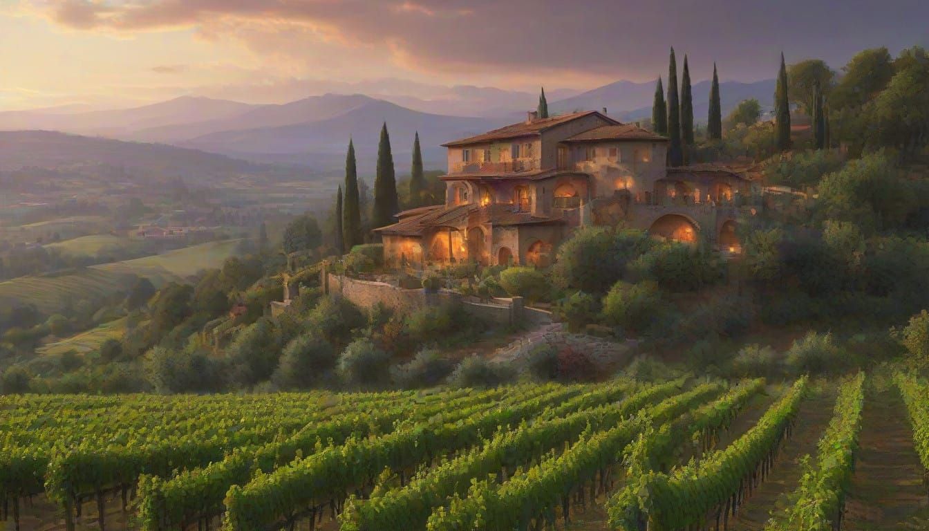 Tuscany Villas in Sunlit Fog