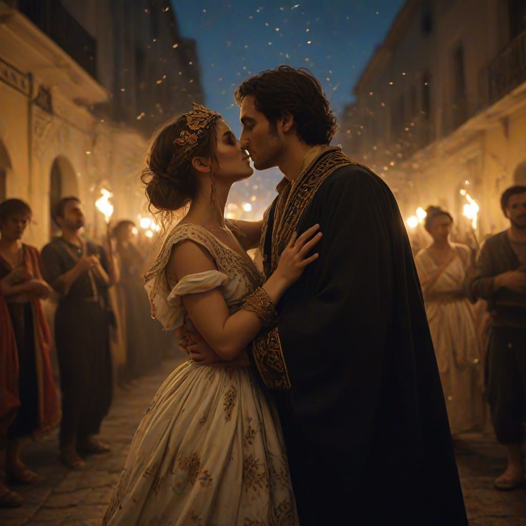 Passionate Kiss Amidst Greek Carnival Festivities