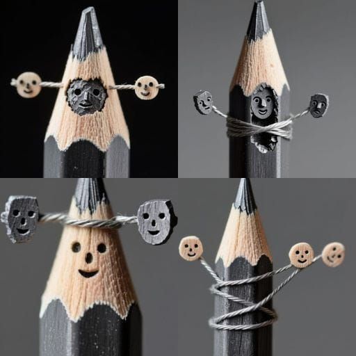 Micro Art: Pencil Graphite Carved into Tiny Faces