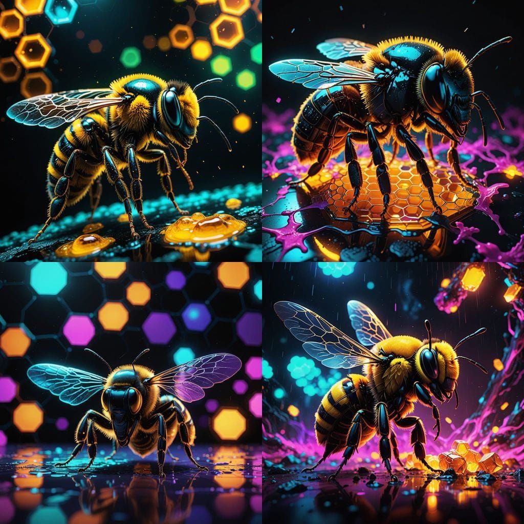 Glowing Bee Harvests Radioactive Honey in a Hyperrealistic S...