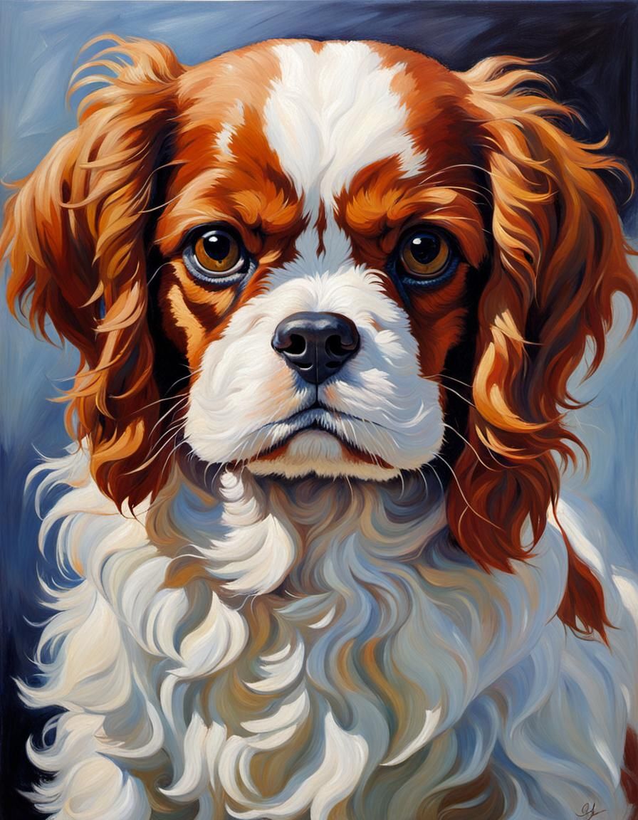 Cavalier King Charles Spaniel Oil Painting