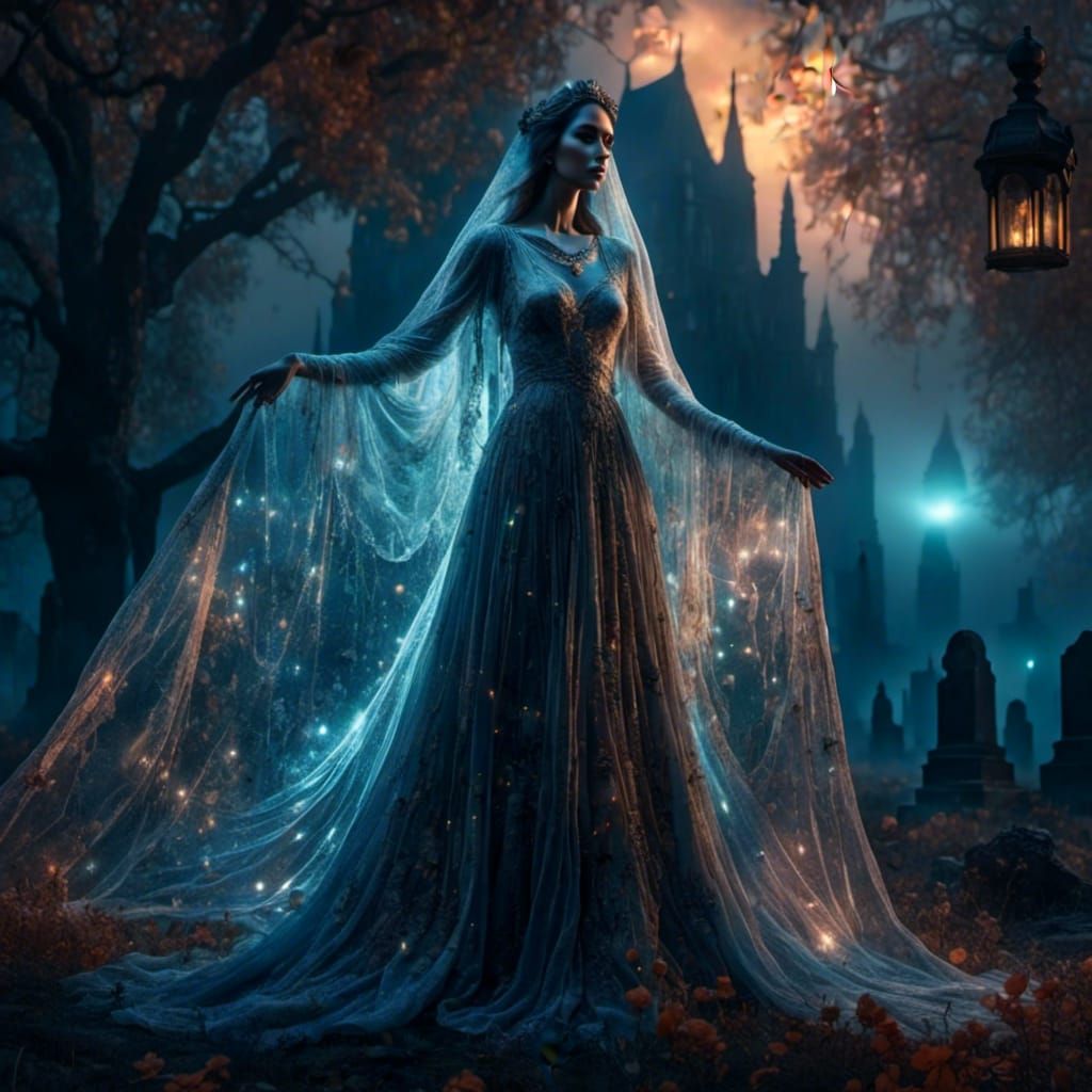 Ghostly La Llorona in Gothic Glass Dress