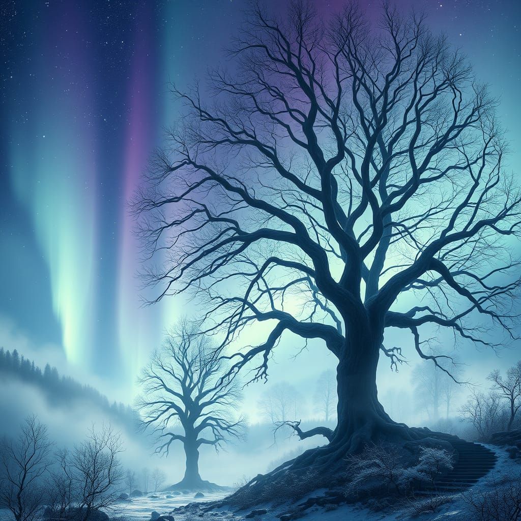 Surreal Aurora Landscape in Ethereal Light