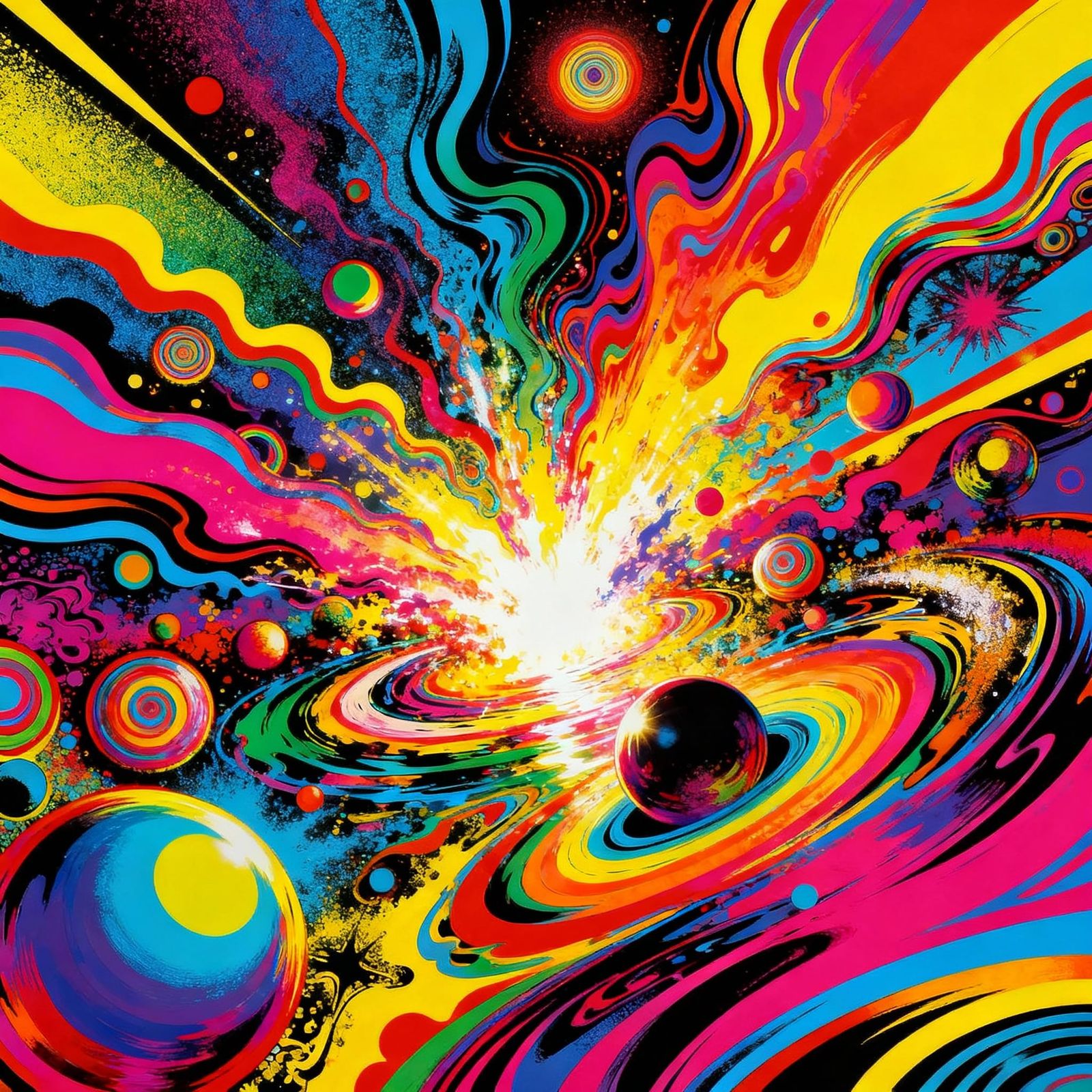 Vibrant Psychedelic Art Explosion of Abstract Colors