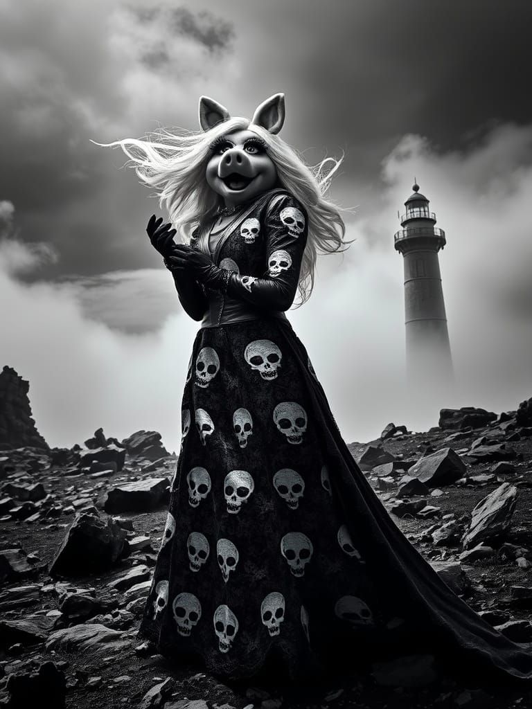 Ethereal Miss Piggy in Gothic Horror Portrait