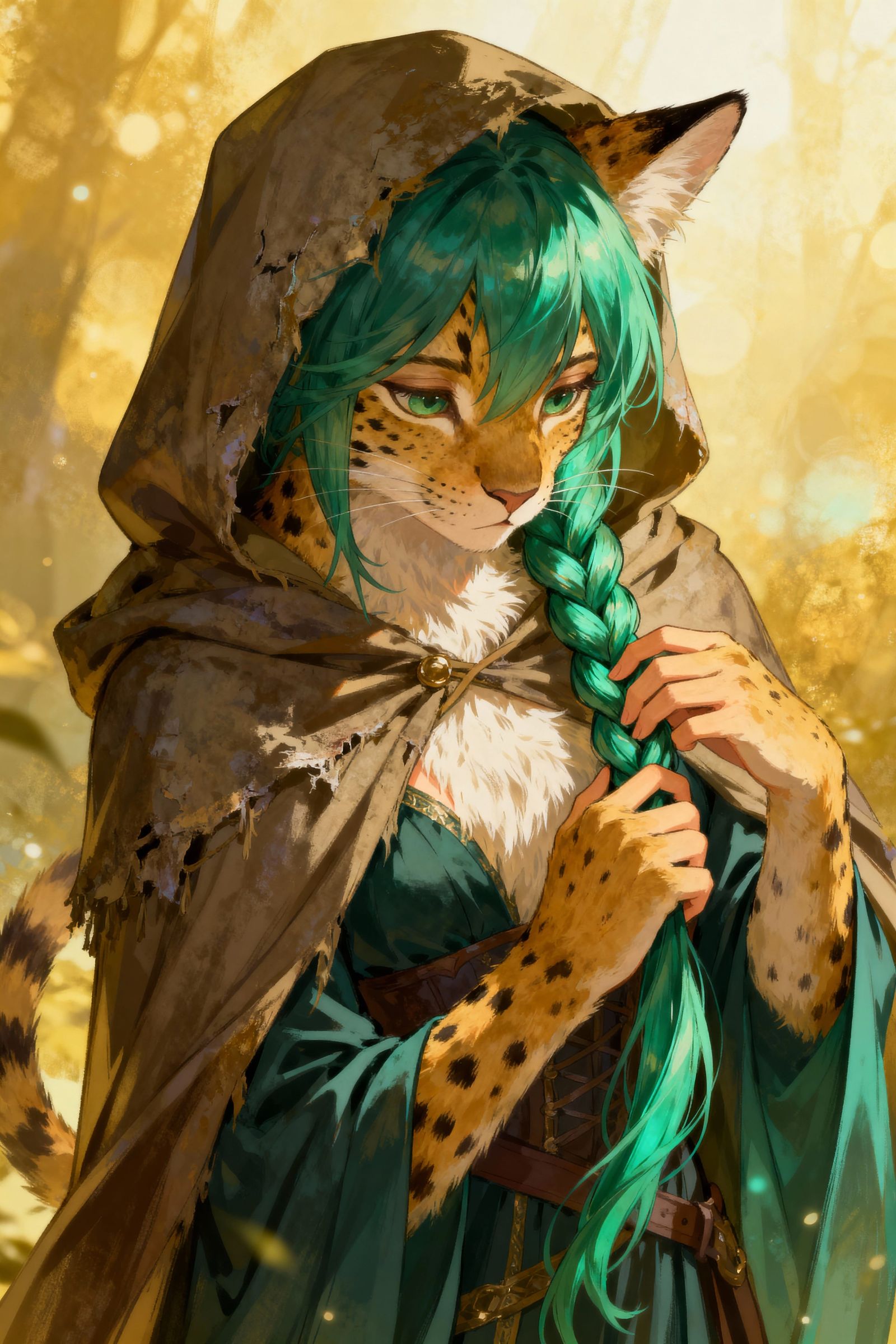 Enchanting Lynx Witch in Emerald Grove Fanart