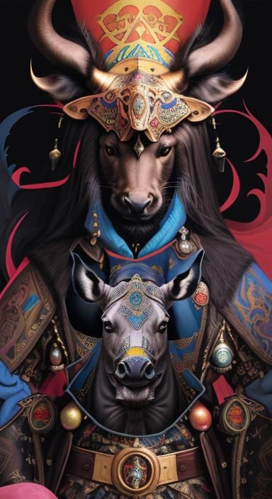 Mona Lisa on Rhinoceros, Surreal Digital Art