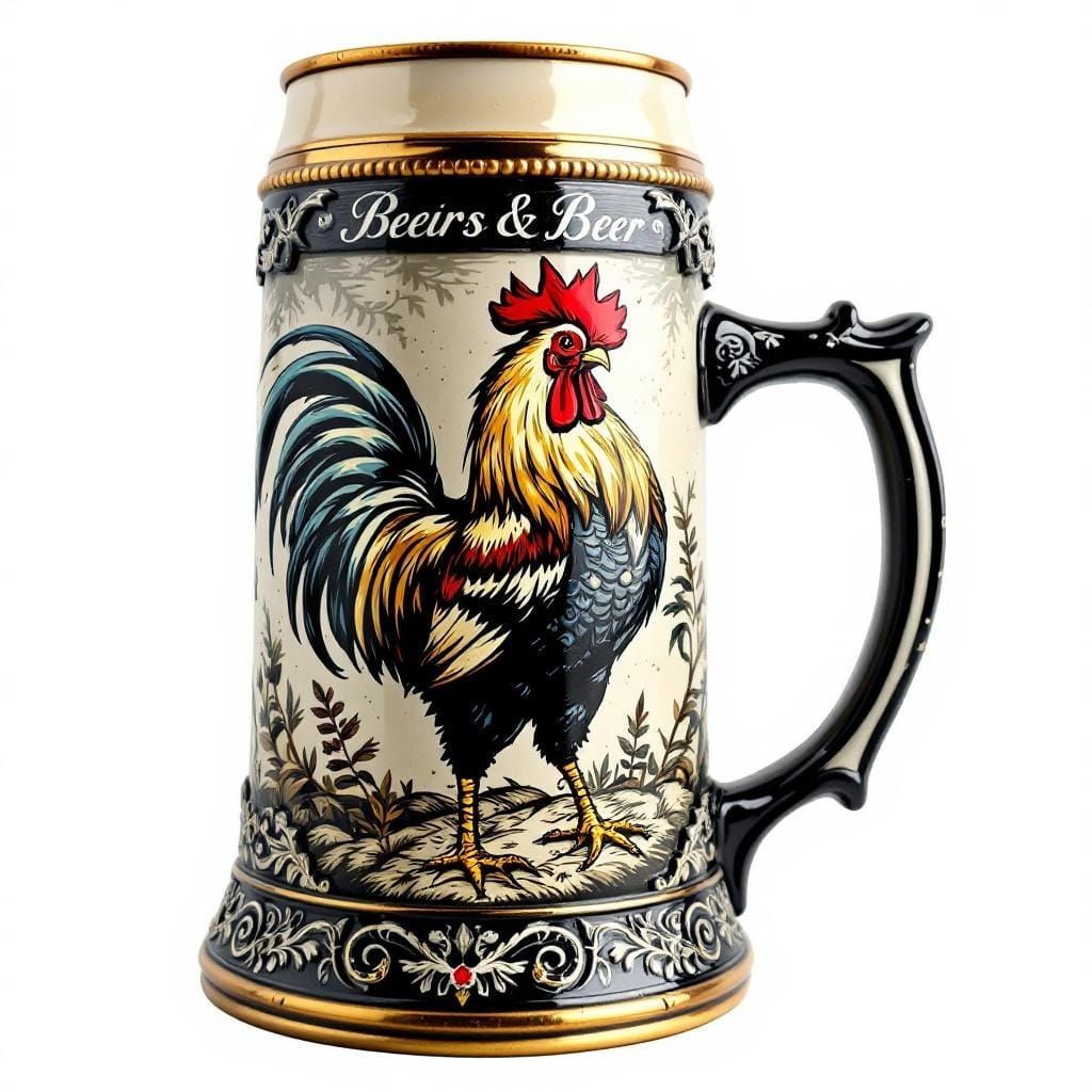 Rooster Beer Stein: German Style