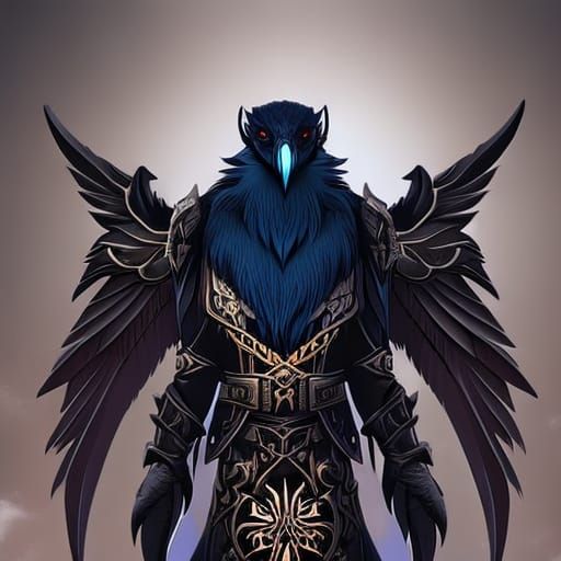 Eldritch Raven Badger Hybrid in Anime Style