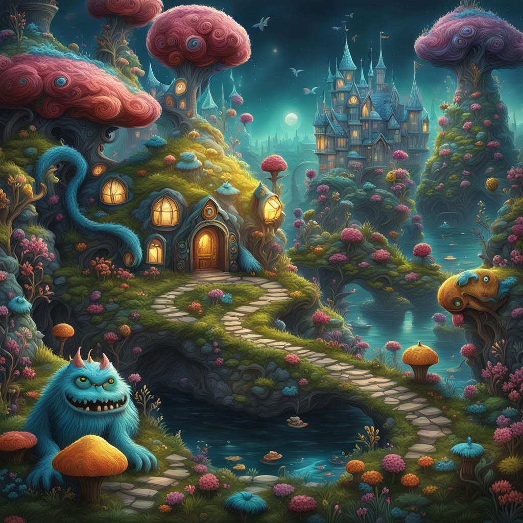 Cute Monster in Quilling Style Wonderland Utopia