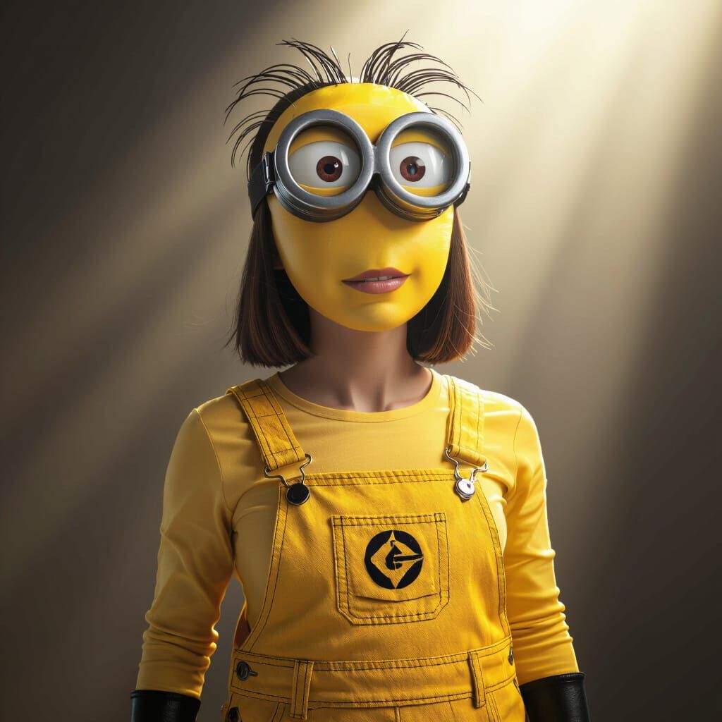 Realistic 3D Minion Costume on Adult Woman