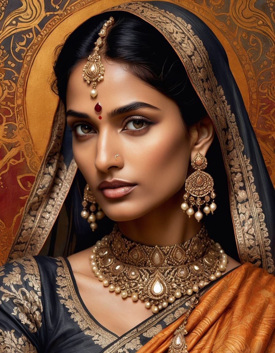Elegant Indian Sari-clad Beauty in Soft Focus