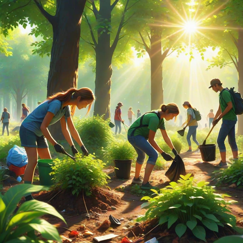 Eco-Friendly Digital Art: People Caring for Earth