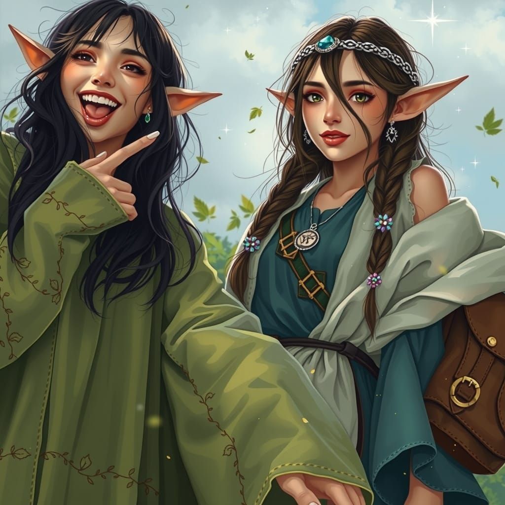 Mischief in the Greenwood: Elves in Whimsical Selfie