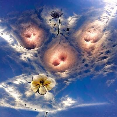 Surreal Floral Sky Composition