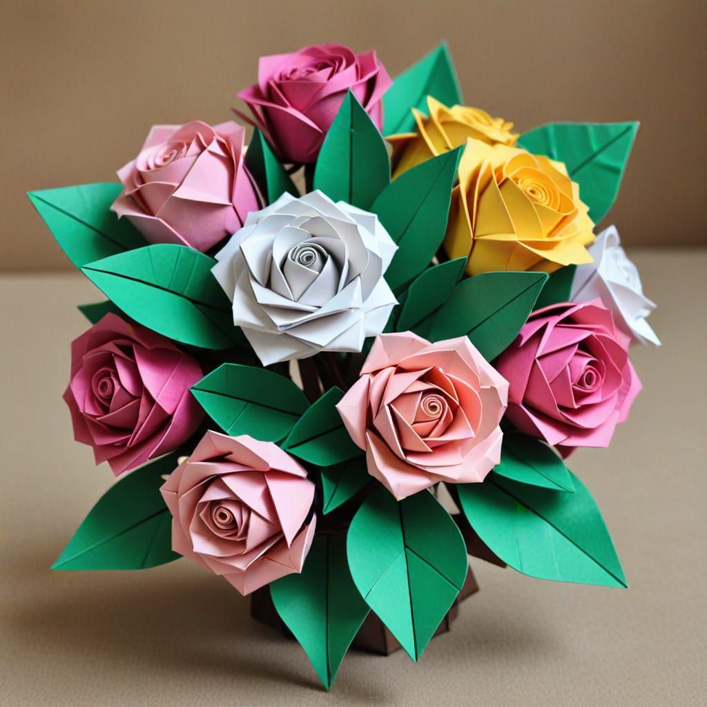 Elegant Origami Rose Bouquet