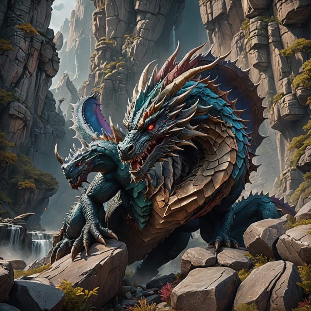 Fantastical Rock Dragon Concept Art