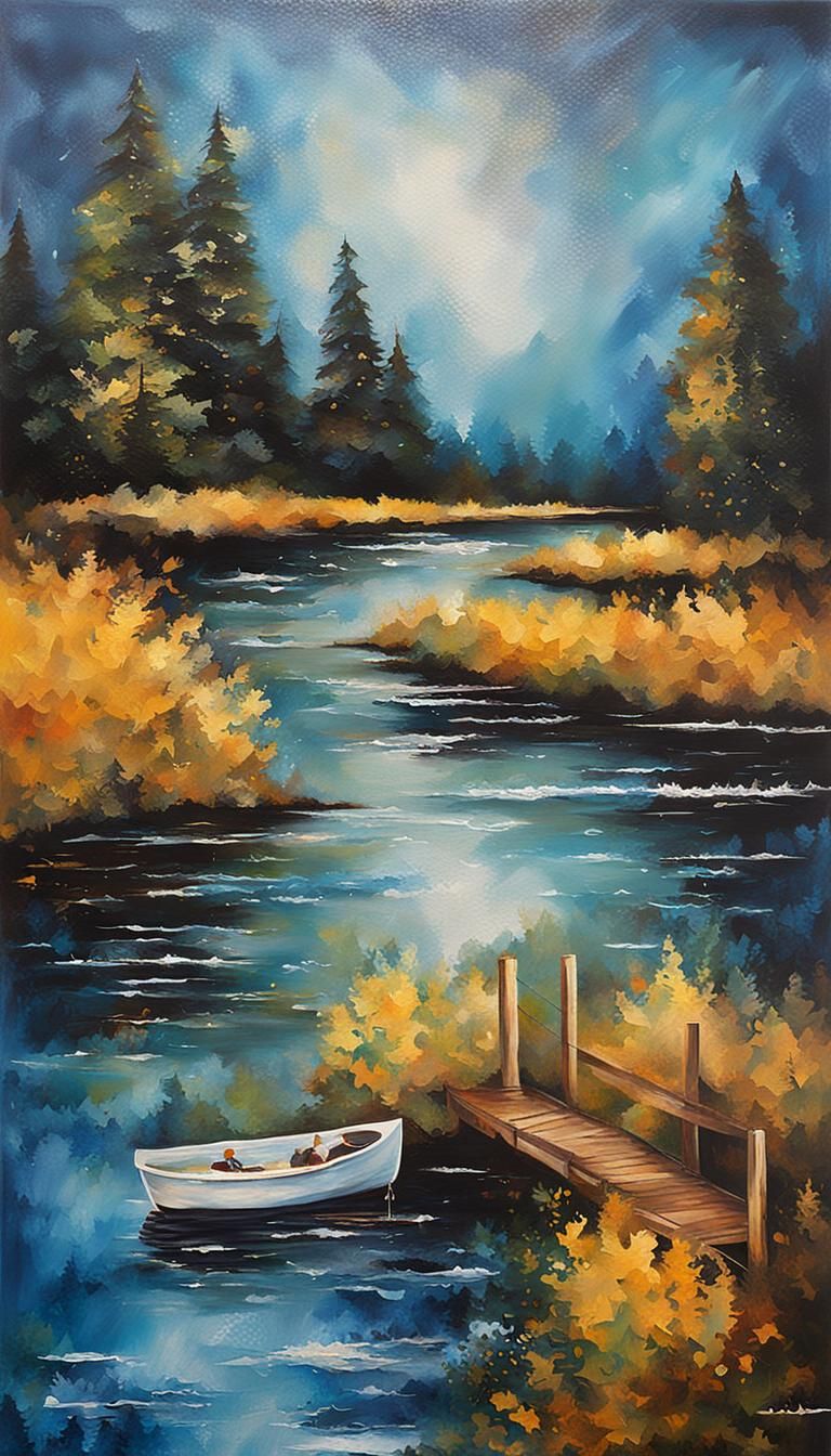 Abstract Acrylic Paint Swirls on Canvas Print