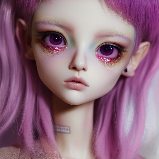 Elven BJD with Glitter, Hyperrealistic Gothloli