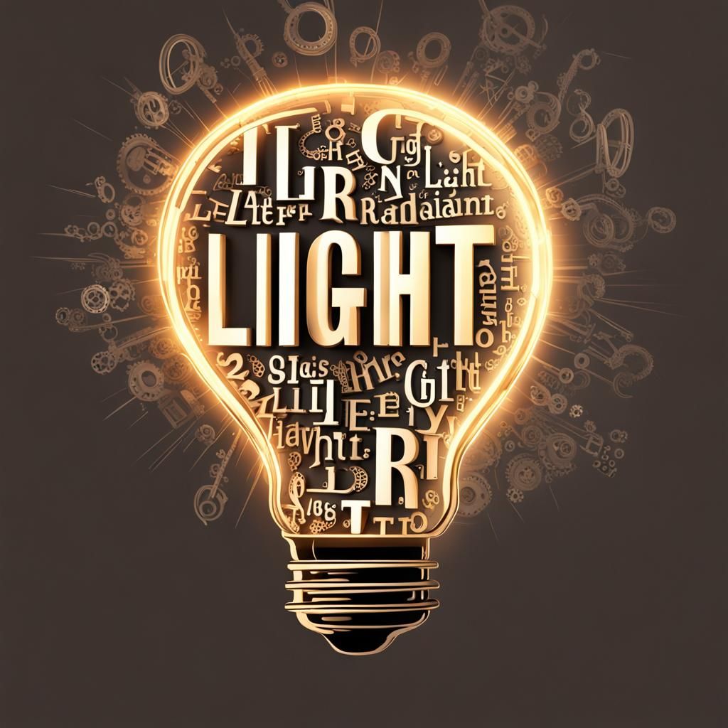 Radiant Steampunk Lightbulb Word Art