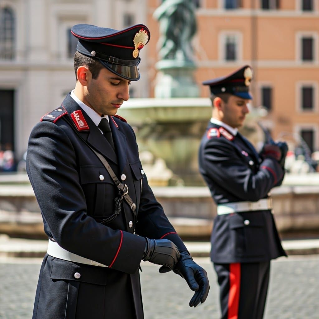 Italian Carabinieri Officers in Formal Uniforms