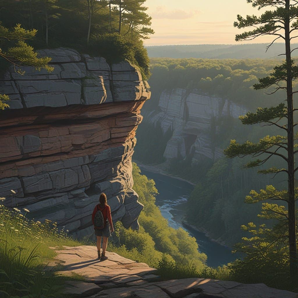 Serene Woman Amidst Red River Gorge's Lush Wilderness