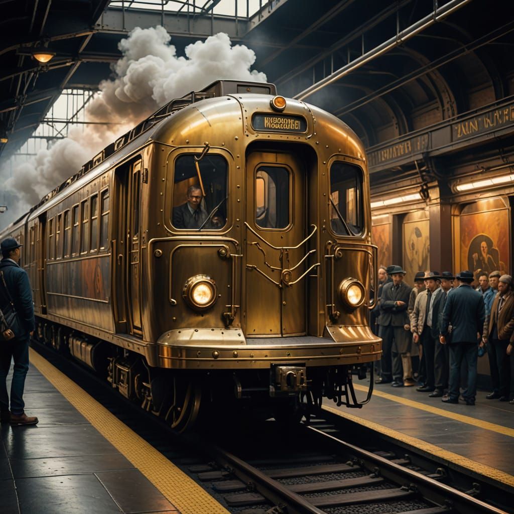 Steampunk Subway Train Descends into Majestic 18th-Century S...