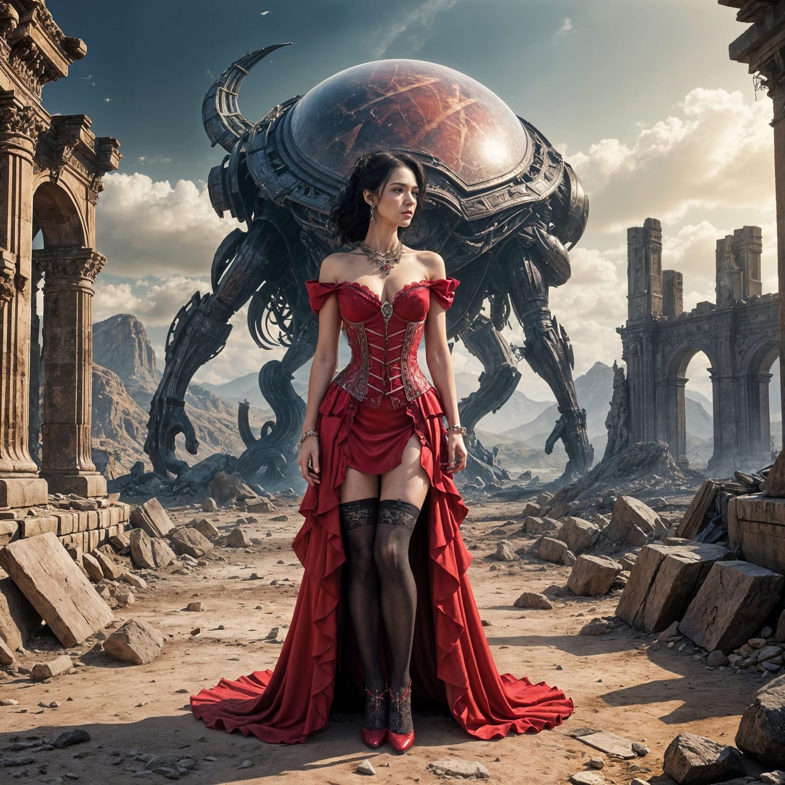 Elizabethan Dress in Futuristic Alien World