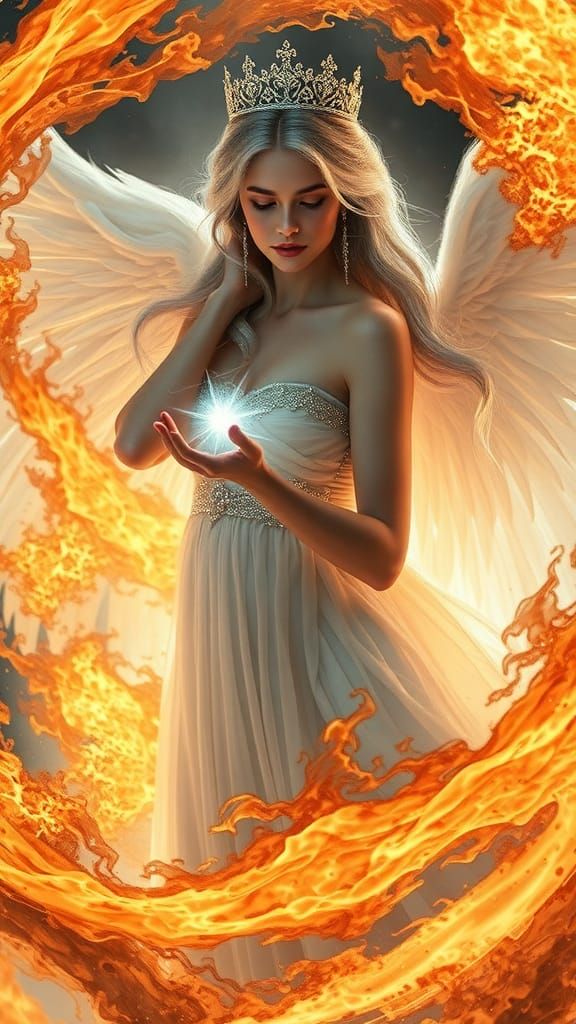 Fiery Ice Princess in Baroque Surrealism