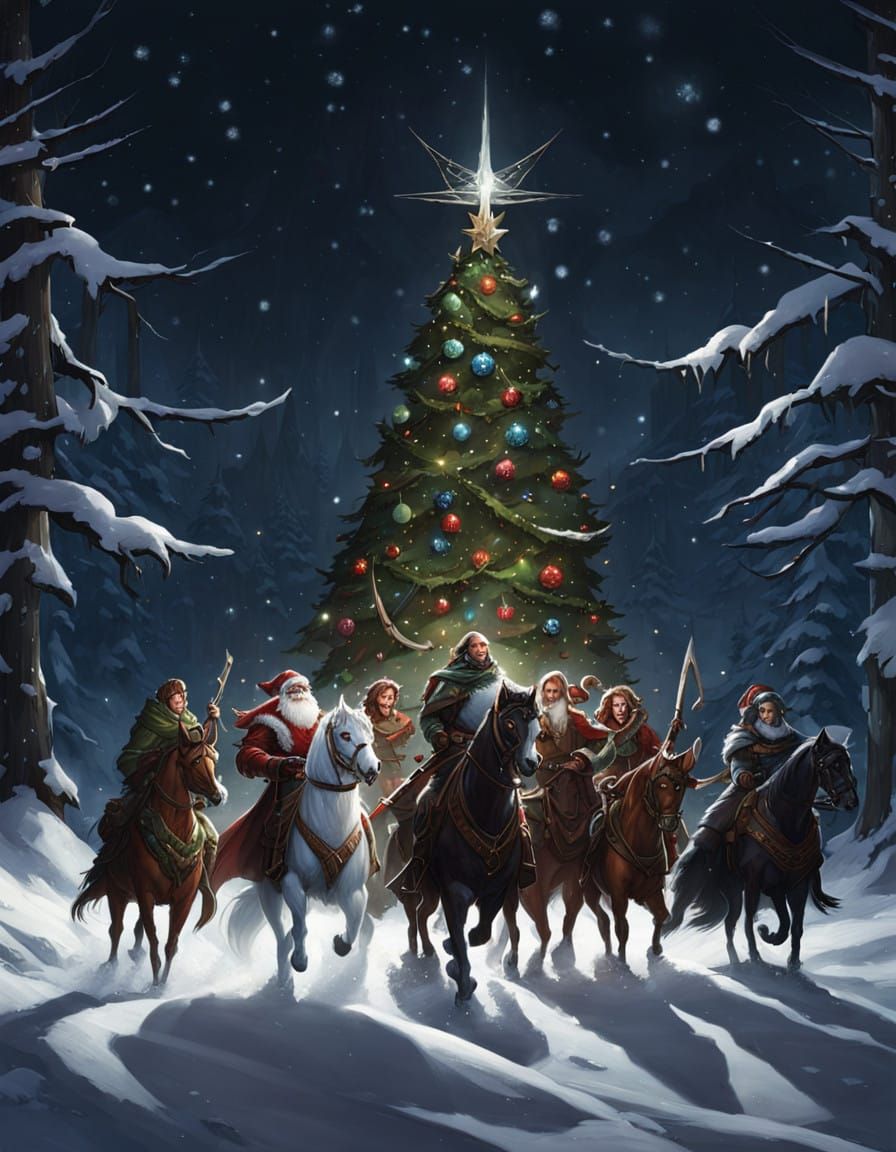 Winter Wonderland Battle Scene in a Dark Fantasy Setting