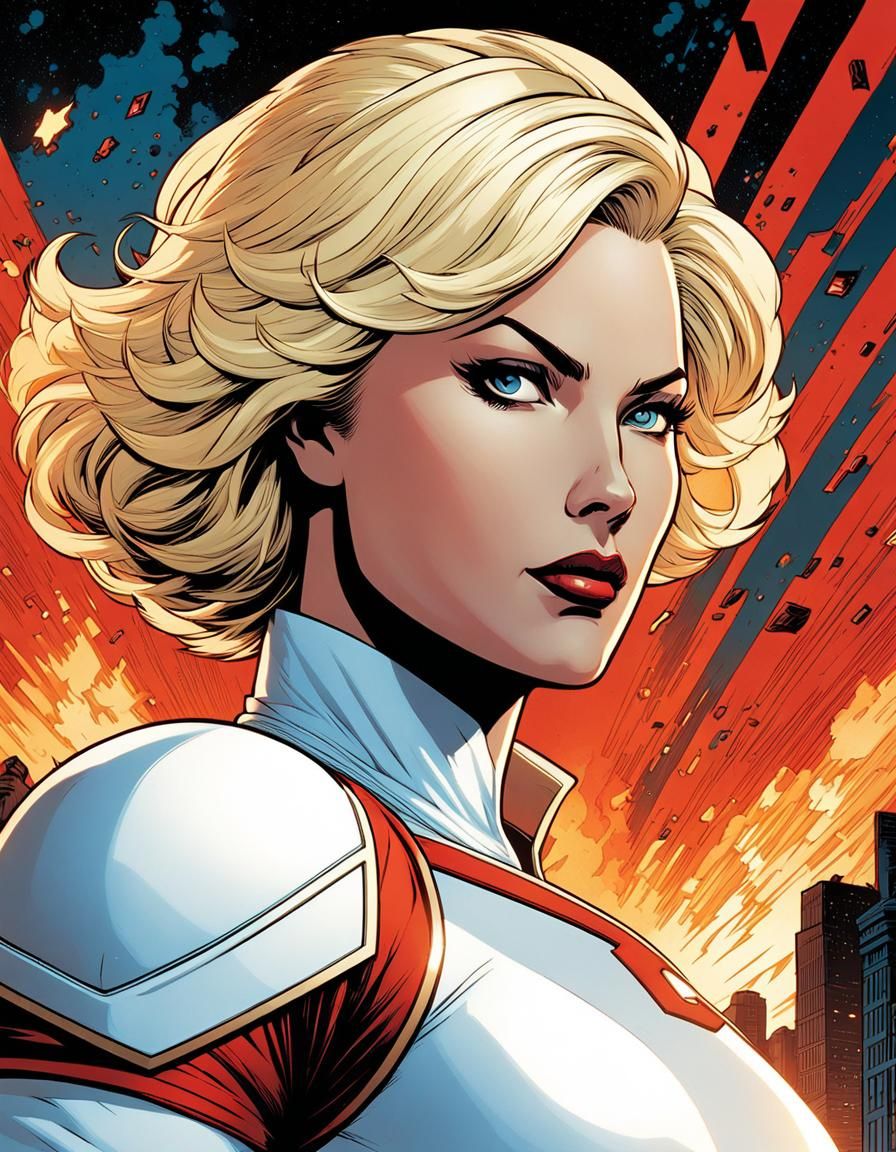 Power Girl Close-Up in Comic Book Style