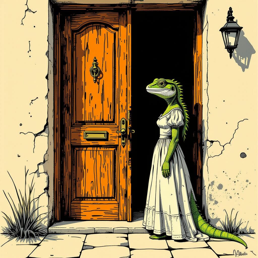 Surreal Lizard Woman Awaiting Future Husband, Dali Inspired ...
