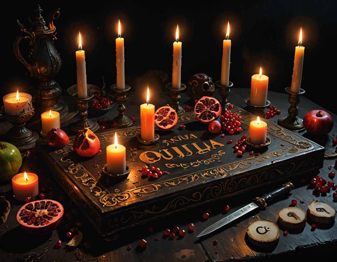 Sinister Ouija Board Scene as Impasto Oil Painting