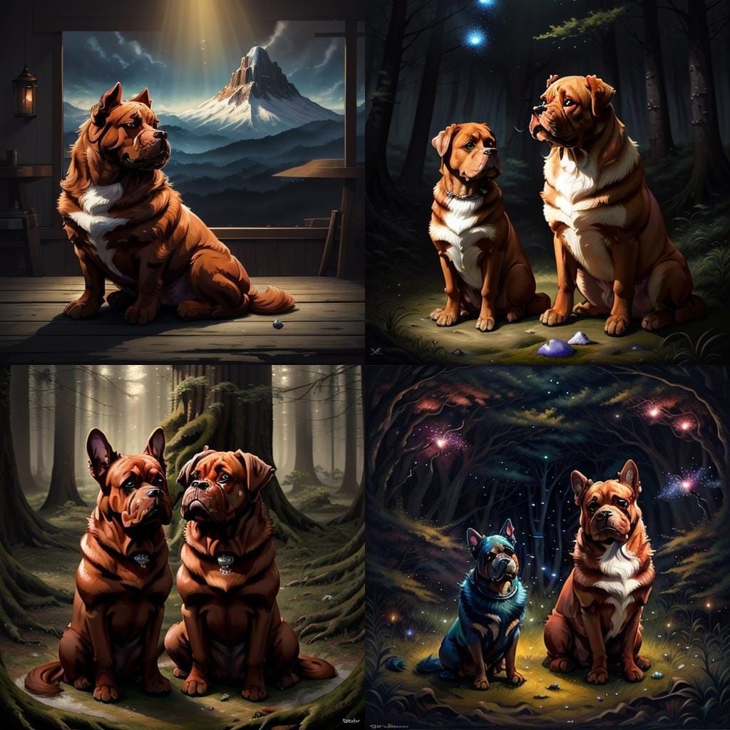 Photorealistic Dogue de Bordeaux in Alcohol Ink Style