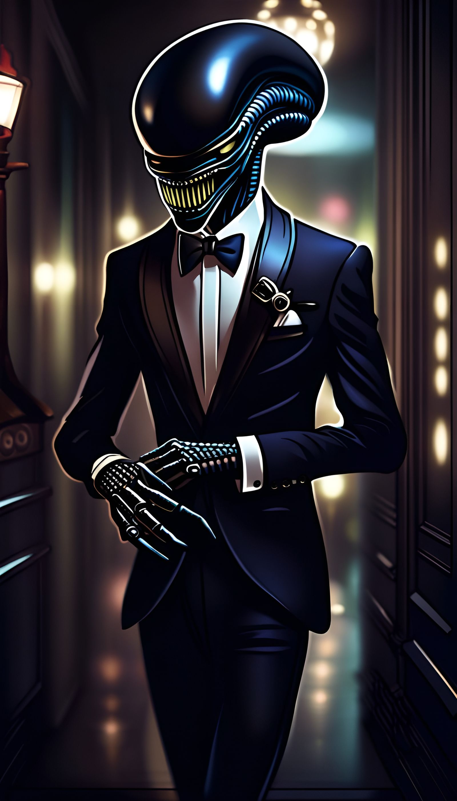 Dapper Xenomorph Ready for a Night Out