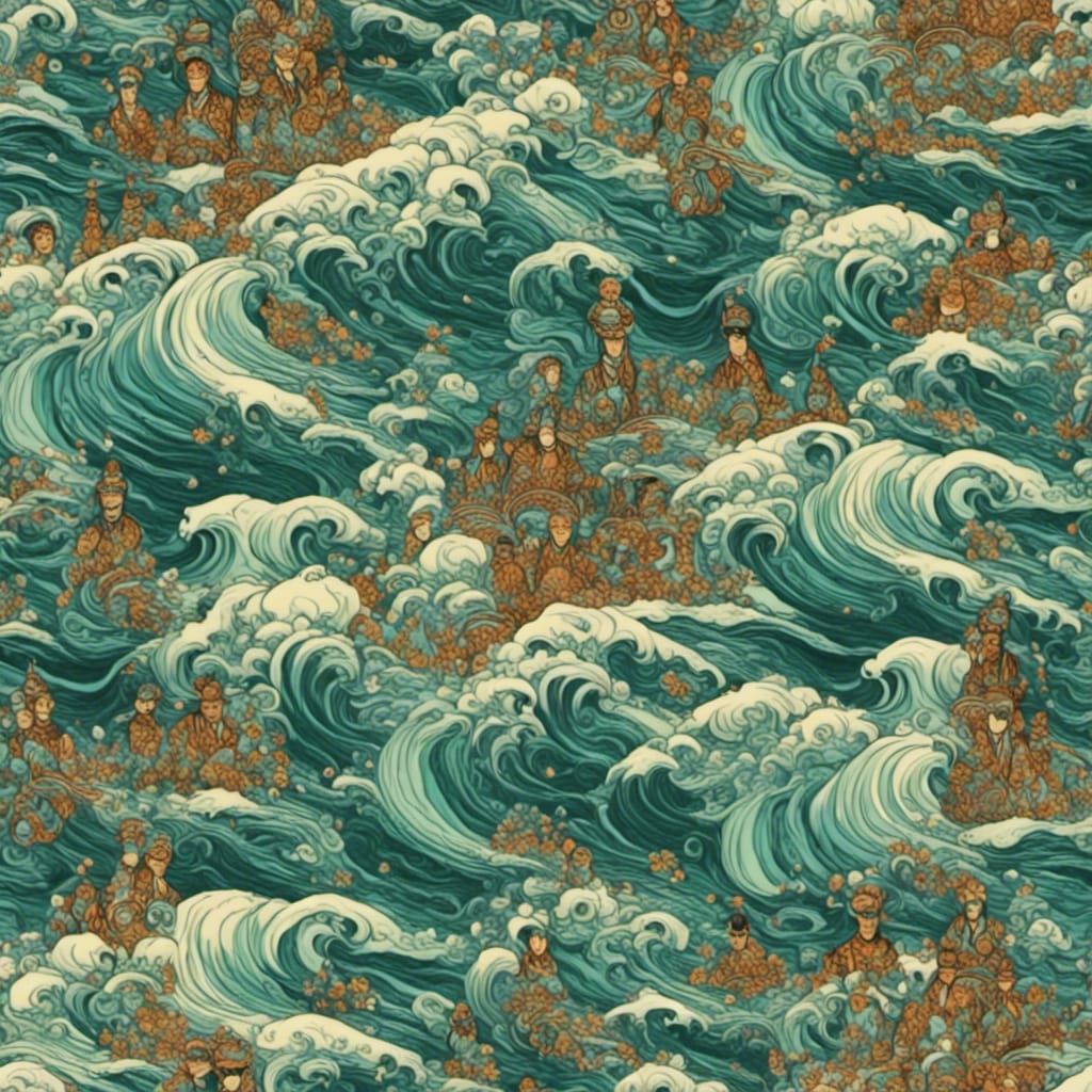 Psychedelic Ocean Surfer Rides Giant Wave