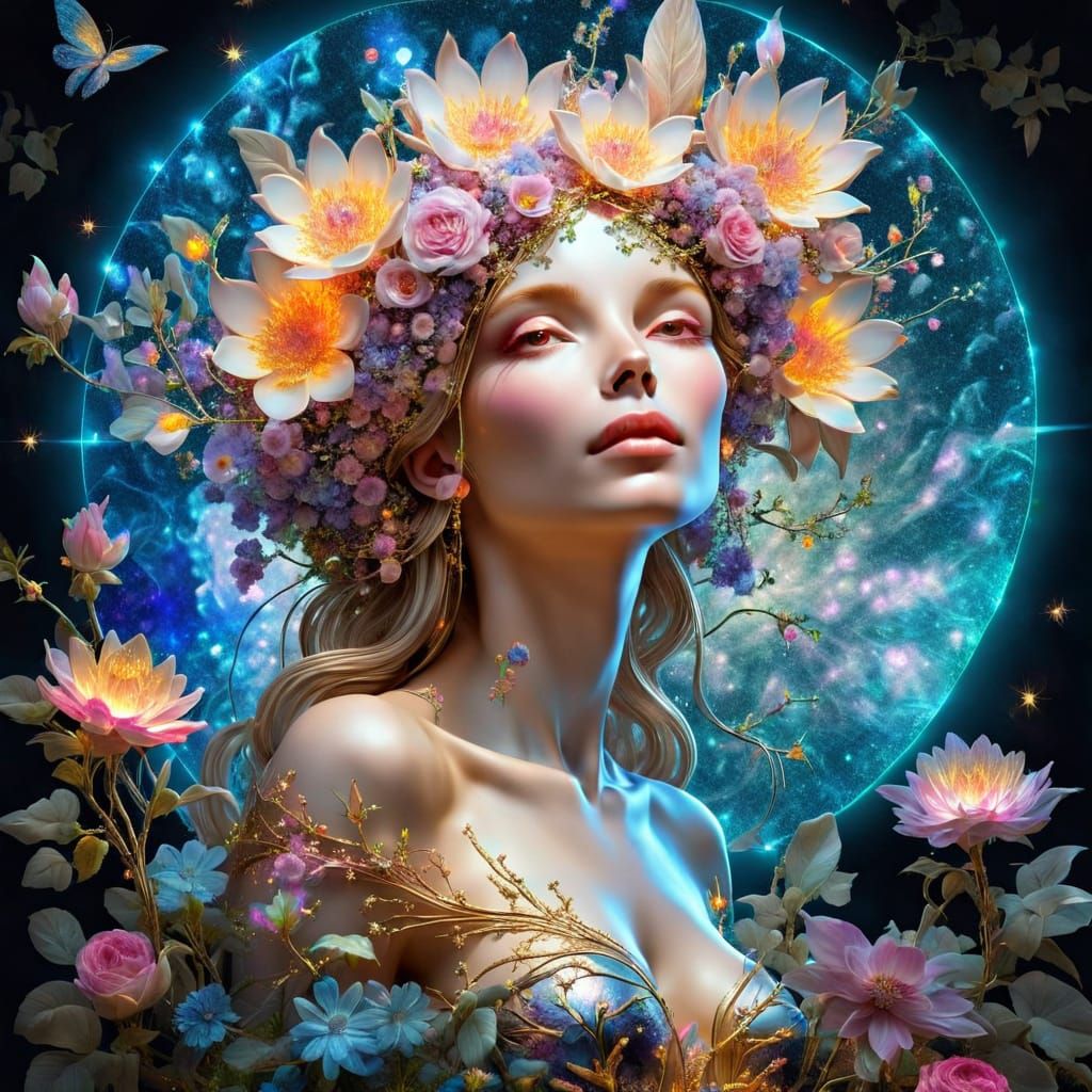 Luminescent Crystal Venus with Floral Details