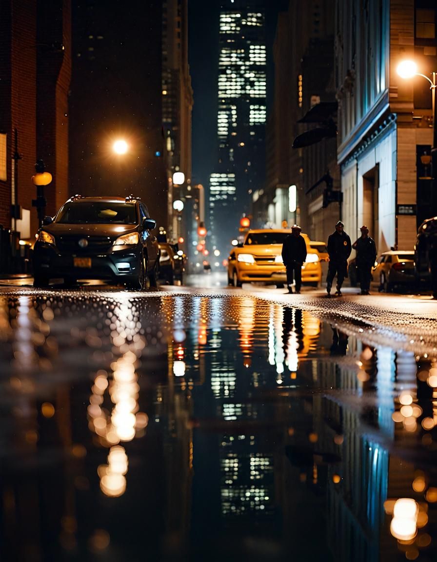 Rain on a city street