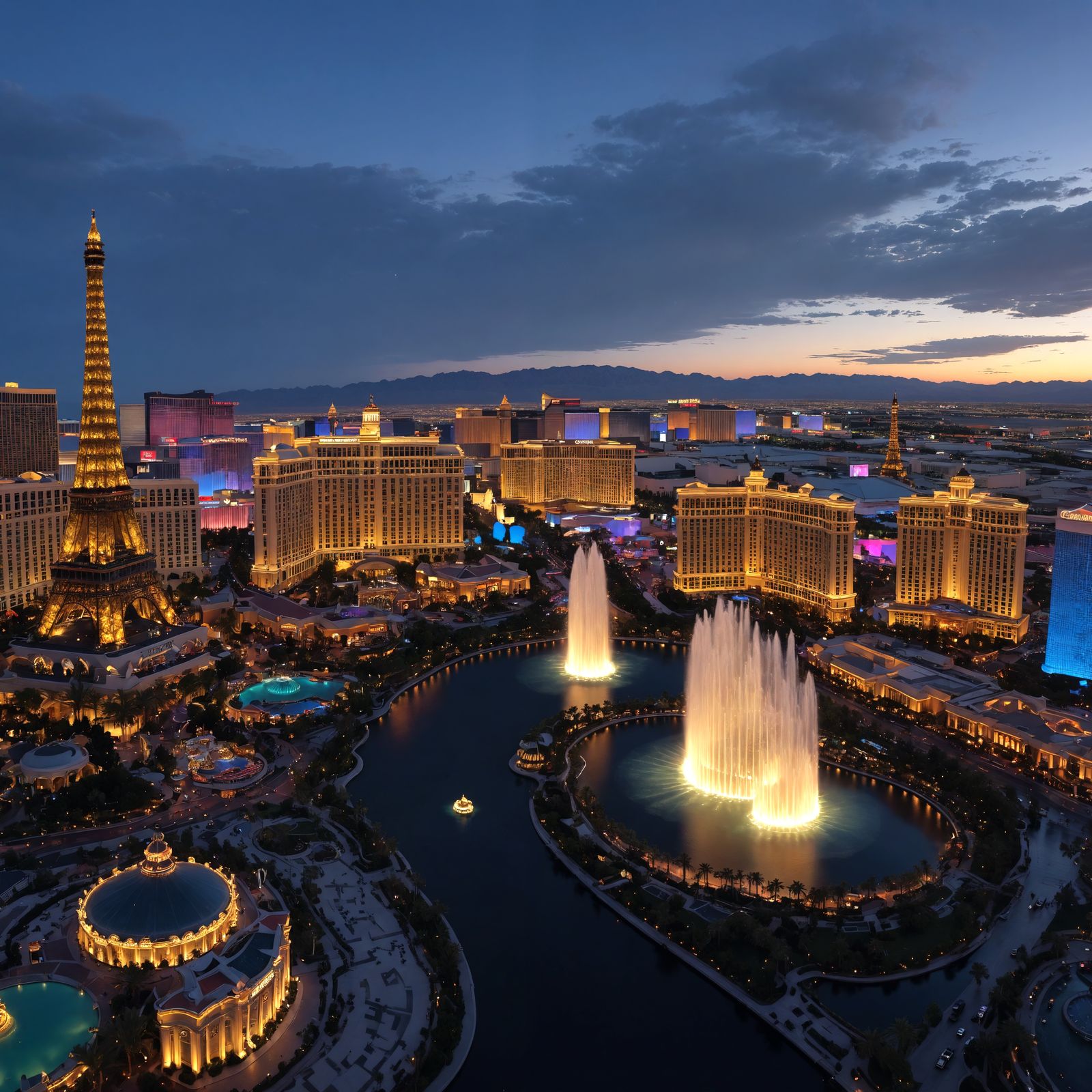 Las Vegas Skyline at Dusk in Photorealistic Detail