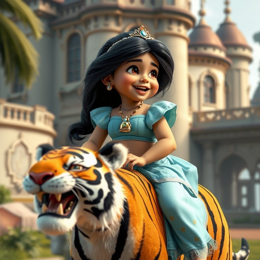 Baby Princess Jasmine on Tiger, Disney Live-Action Style