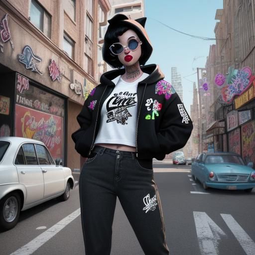 Betty Boop Hip Hop Pinup in Candy Art Style